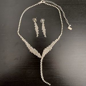 Woman Prom / Wedding / Bridal Faux Crystal Rhinestone Necklace and Earring Set